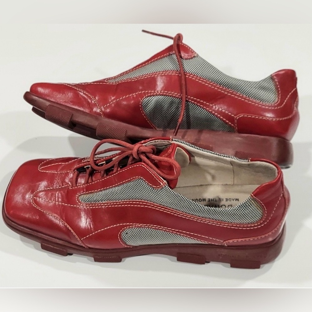 DONALD J PILNER SPORT WOMENS LACE UP  WALKING SHOE  RED & GREY